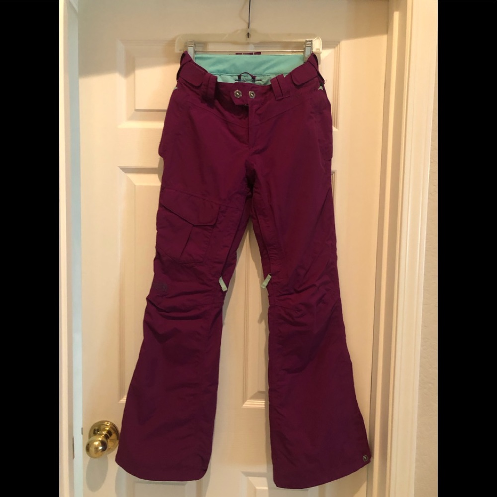 The North Face Women's Plum Purple Ski Pants with Teal Lining